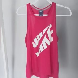 NIKE Hit Pink Racerback Logo Tank Size Small